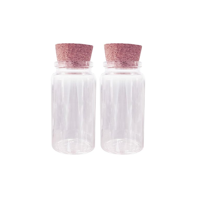 ELYSAID 2pcs Empty Clear Glass Bottles Vials With Cork Stopper Storage Jars 47mm Bottle Diameter (47x90x33mm 100ml) - Image 4